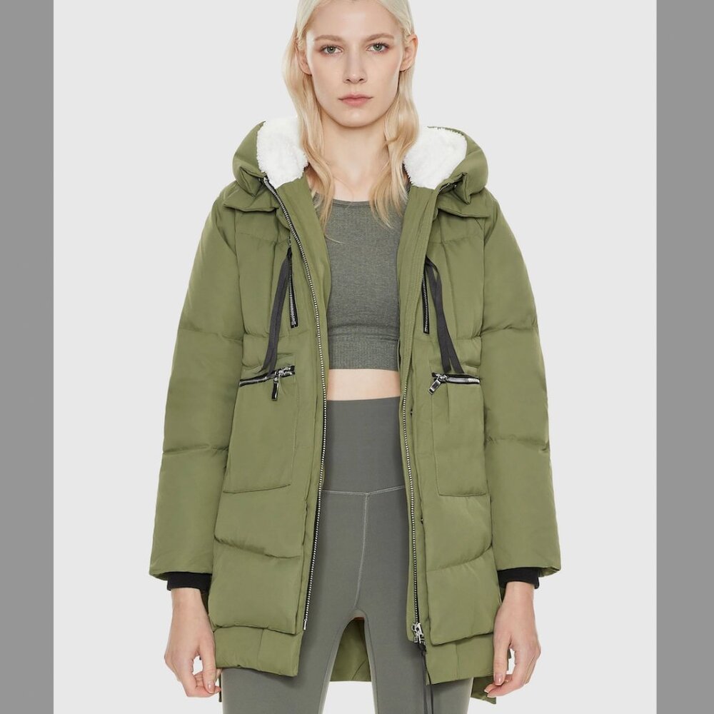 092 Classics Women's Thickened Down Jacket, Color: Peat Moss, Size: Small